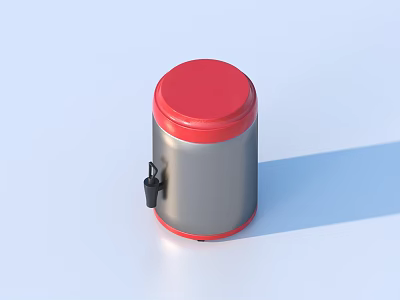 Stainless Steel Container With Red Lid And Black Spout On Light Blue Surface 3d model