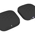 Two Black Square Mini Desktop PCs With Compact Design And Colored Interface Labels