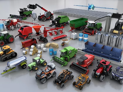A Variety Of Functional Vehicles For Agriculture And Engineering Uses 3d model
