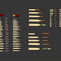 Weapon Ammunition Collection Showcasing Different Bullet Types Sizes and Calibers 3d model