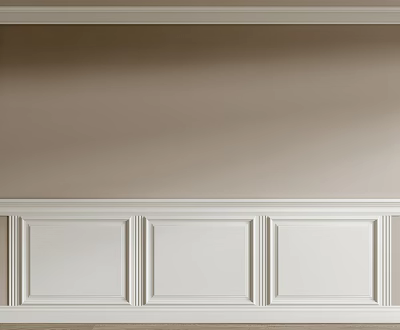 White Painted Wooden Wainscoting Panel Design With Simple Lines For Modern Interior Walls 3d model