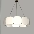 Modern Stylish Chandelier Featuring White Circular Shades And Warm Glowing Light