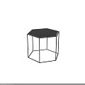 Modern Hexagonal Side Table With Glass Top And Black Metal Frame For Living Room