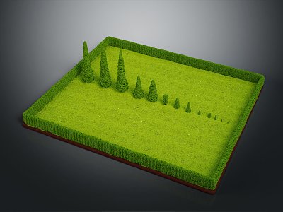 modern lawn grass plants 3d model