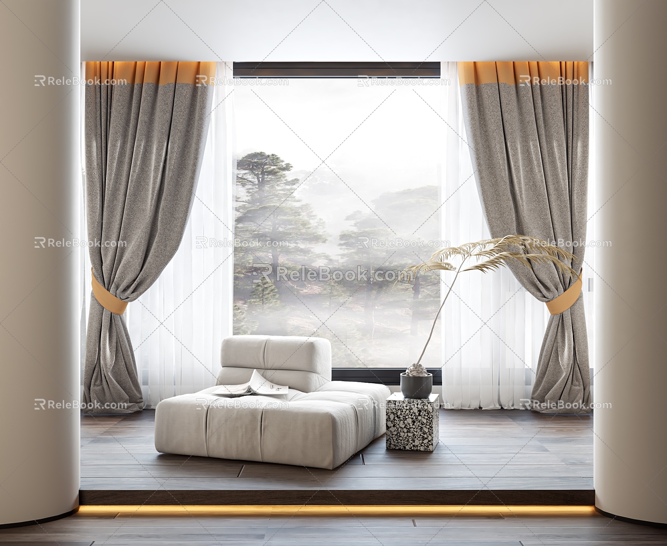 New Chinese style curtain 3d model