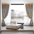 New Chinese style curtain 3d model