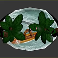 Woman Surfing on Waves with Palm Trees Shara Theme and Water Splash