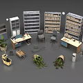 Organized Office Environment With Desks Bookshelves Comfortable Chairs And Essential Office Appliances
