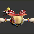 Woman With Blonde Hair Large Red Bow Colorful Flowers Red Top And Outstretched Arms