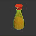 Kikkoman Soy Sauce Bottle With Red Cap And Yellow Liquid In Transparent Container