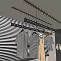 Modern Indoor Space With Hanging Clothes Drying Rack Window Blinds And Bookshelf 3d model