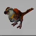 Vibrant Red Orange Feathered Creature With White Underbelly And Colorful Plumage Features
