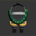 Futuristic Double Barrel Weapon Featuring Green Yellow White Design With Headband And Knobs 3d model