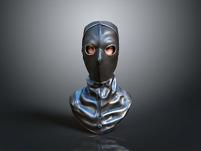 Military Tactical Weapon Black Leather Mask With Eye Holes And Shiny Surface 3d model