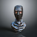 Military Tactical Weapon Black Leather Mask With Eye Holes And Shiny Surface