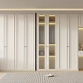Modern White Wardrobe Interior Design With Glass Doors LED Lighting And Storage Elements 3d model