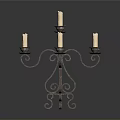 Vintage Metal Candelabra With Five White Candles And Intricate Scroll Design For Home Decor