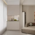 Modern Minimalist Cream Tone Living And Dining Room Interior Design With Warm Comfortable Furnishings