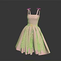 Fashionable Pink Checkered Women's Dress With Spaghetti Straps Belt And Pleated Skirt