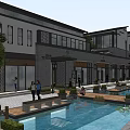 Traditional Commercial Street Featuring Waterfront Plaza Pedestrian Areas And Classic Buildings