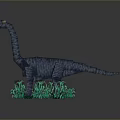 Block Built Long Neck Dinosaur Model with Glowing Green Grass Base