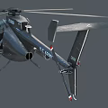 Black Helicopter with Transparent Cockpit Brown Seats and Red Mounted Equipment