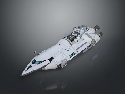Futuristic White Sci Fi Spaceship With Streamlined Design And Cockpit 3d model