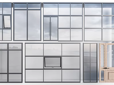 Modern Glass Front Door Designs With Various Panel Patterns And Frame Styles 3d model