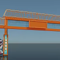 Activity Gateway With Orange Frame Billboard Traditional Roof Railings Blue Columns And Colorful Lion Statues