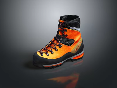 CRISPI Orange And Black High Top Hiking Boots With Durable Design For Outdoor Activities 3d model