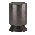 Three Different Design Ottoman in Black Metallic and White with Stacked Cylindrical Geometric Shapes