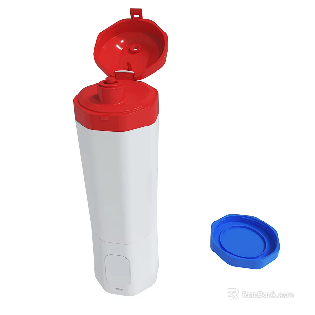 White Container With Red Flip Lid And Blue Cap For Storage Use 3d model 