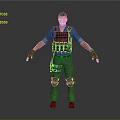 Tactical Human Character In Gray Combat Outfit With Vest Knee Pads And Gloves Standing Pose