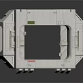 Futuristic Space Door Frame Structure With White Mechanical Panels And Red Green Markers