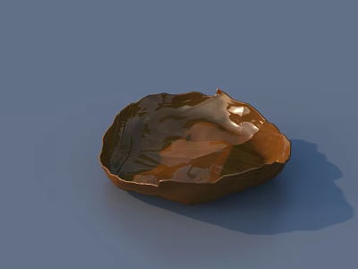Decorative Brown Textured Ceramic Vessel With Irregular Shape On Blue Background 3d model