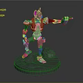Game Movie Character Robot Rat Orange Black Holding Gun Standing on Gray Base with Rocks