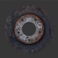 Rusty Metal Brake Disc With Circular Shape And Multiple Holes For Vehicles