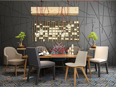 Dining table and chair combination 3d model