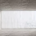 Lightweight White Vertical Striped Curtains In Modern Interior With Concrete Wall And City View
