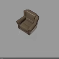 Modern Brown Leather Armchair With Dark Wooden Accents And Comfortable Upholstered Design