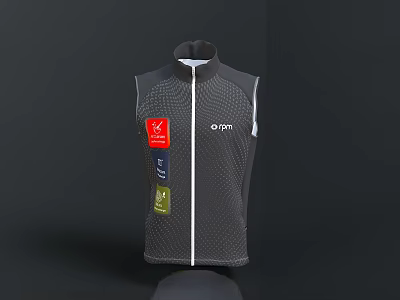 Lightweight Gray Drypro Vest With Colorful Patches And Mesh Design 3d model