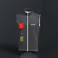 Lightweight Gray Drypro Vest With Colorful Patches And Mesh Design