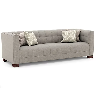 Gray Upholstered Single Sofa With Geometric Pattern Pillows And Wooden Legs Modern Design 3d model