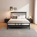 Modern Bed Linen With Black Headboard Striped LOVE Letter Pillows And Table Lamps