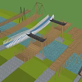 Scenic Landscape Bridge With Wooden Walkways And Lush Green Surroundings