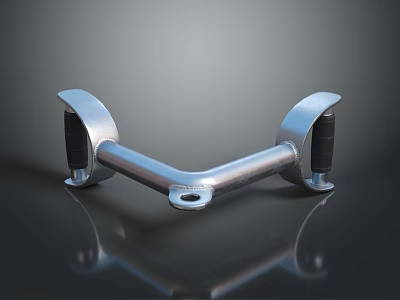 Metal Heavy Duty Support Bracket With Curved Ends And Black Rubber Pads 3d model