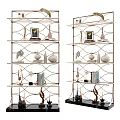 Elegant Modern Open Design Metal Shelving Unit With Decorative Art And Books