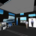 Modern Transportation Hub Interior With Ticket Gates Digital Screens And High Speed Train 3d model