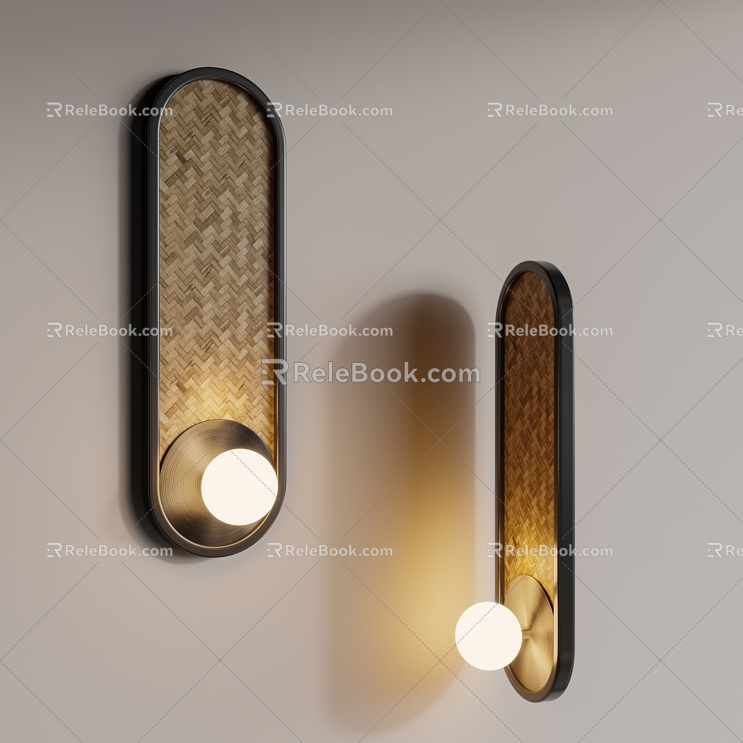 Antique rattan wall lamp 3d model