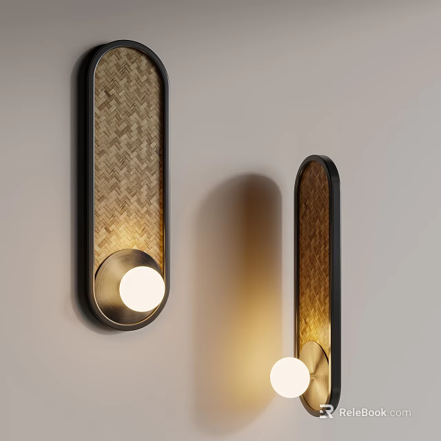 Modern Wall Lamps With Woven Texture Metal Frame Round Bulb And Warm Light 3d model 